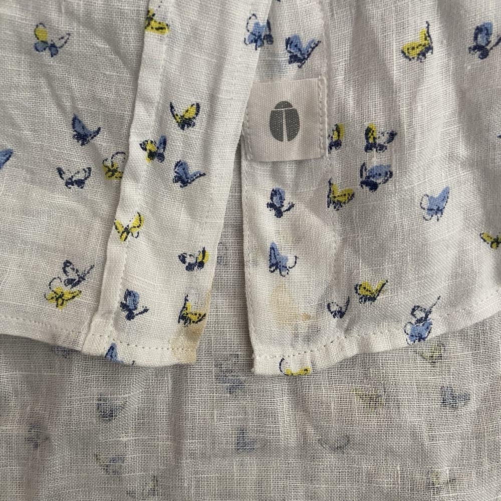 Grayson Frank & Eileen Hero Butterflies Linen Button-up Shirt White Sz 2 Small S - Picture 4 of 5